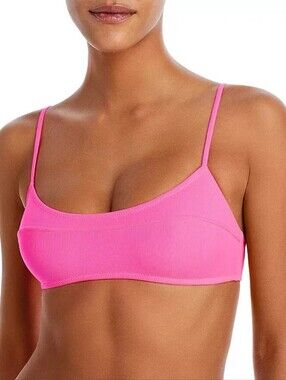 SOLID & STRIPED The Elsa Bikini Top Hot Pink Ribbed Bralette XL New